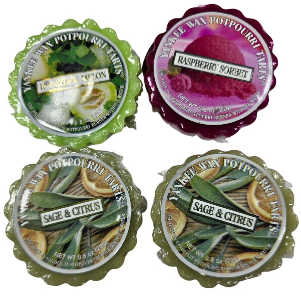 Yankee candle Wax Tarts Set Of 4 Honeydew Melon Raspberry Sorbet 2 Sage & Citrus
